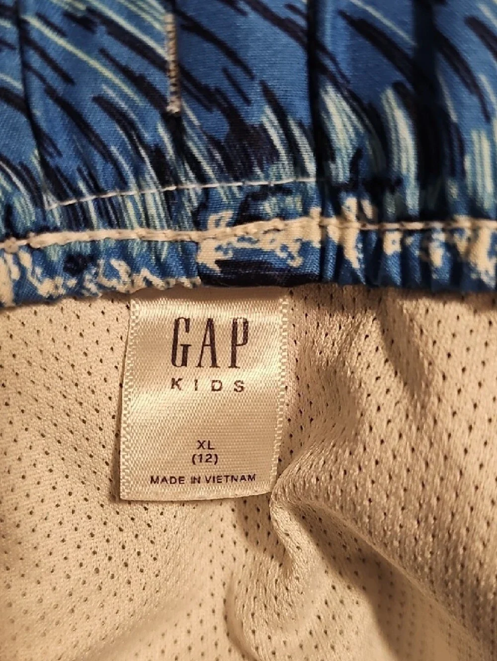 GAP Blue Wave-Print Boys Swim Trunks